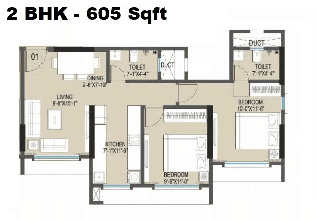 Unit plan - 605 sq.ft.